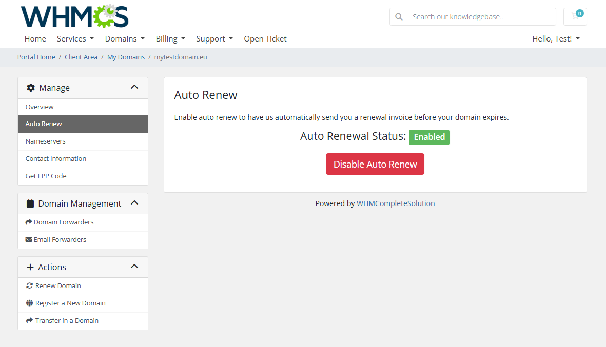 EURid Registrar For WHMCS: Screen 6