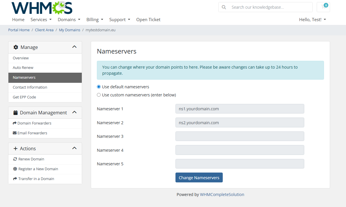 EURid Registrar For WHMCS: Screen 7