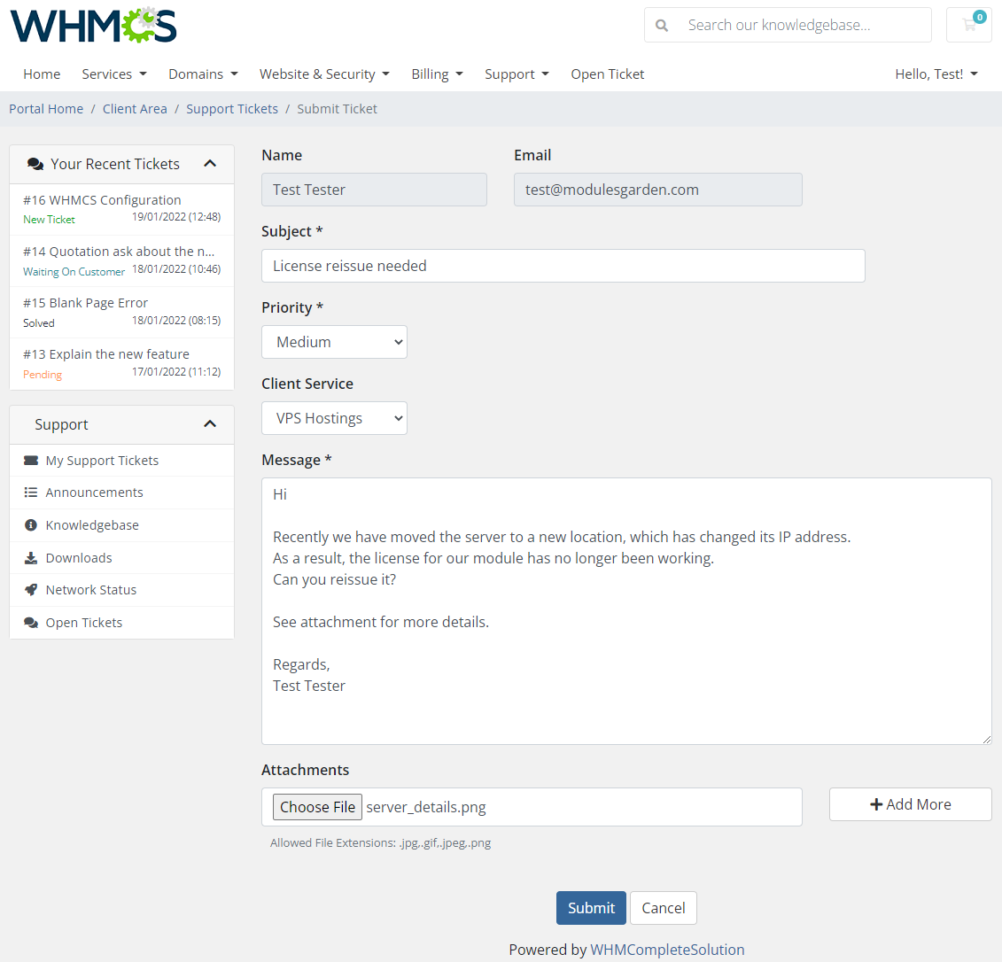 Freshdesk For WHMCS: Module Screenshot 2