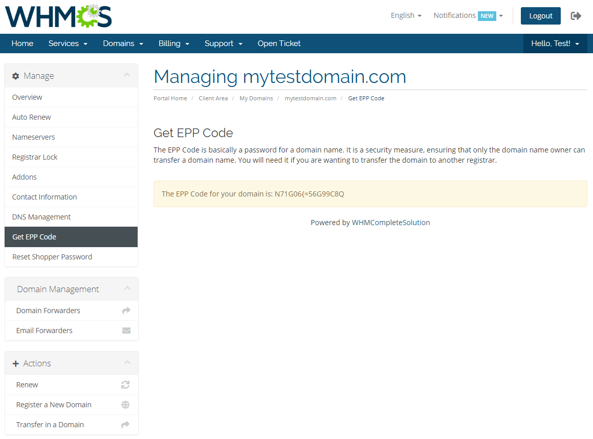 GoDaddy Domain Registrar For WHMCS: Module Screenshot 13