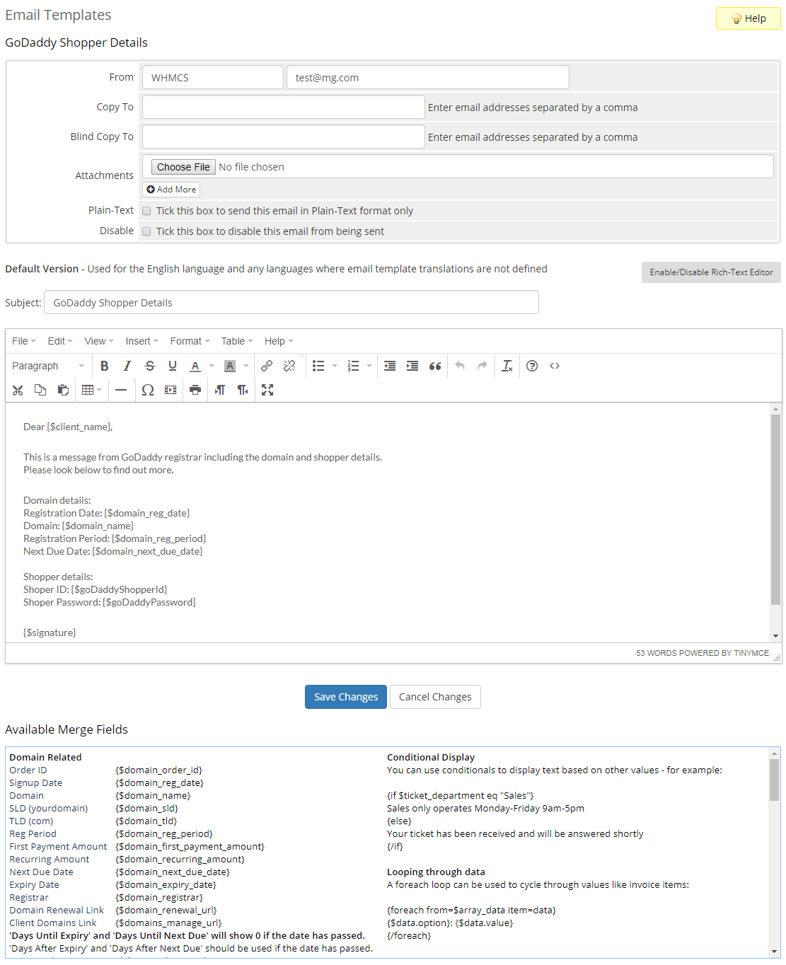 GoDaddy Domain Registrar For WHMCS: Module Screenshot 15