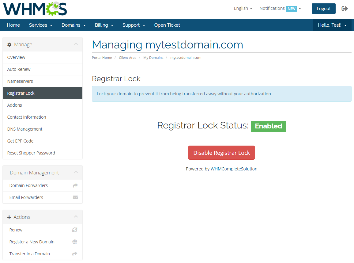GoDaddy Domain Registrar For WHMCS: Module Screenshot 9