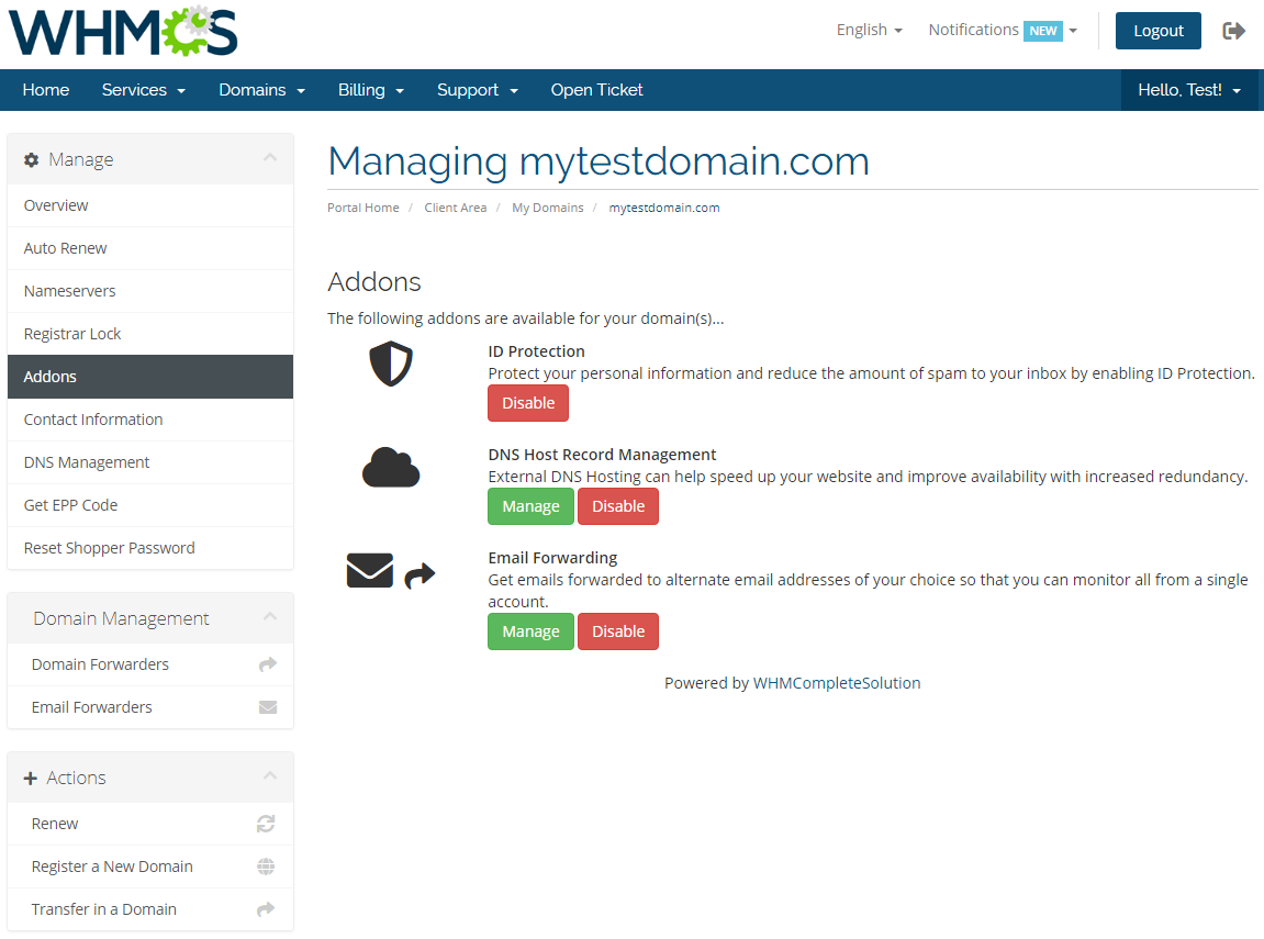 GoDaddy Domain Registrar For WHMCS: Module Screenshot 10