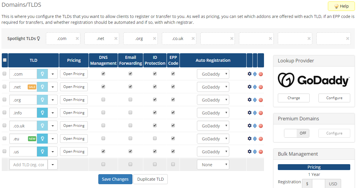 GoDaddy Domain Registrar For WHMCS: Module Screenshot 2