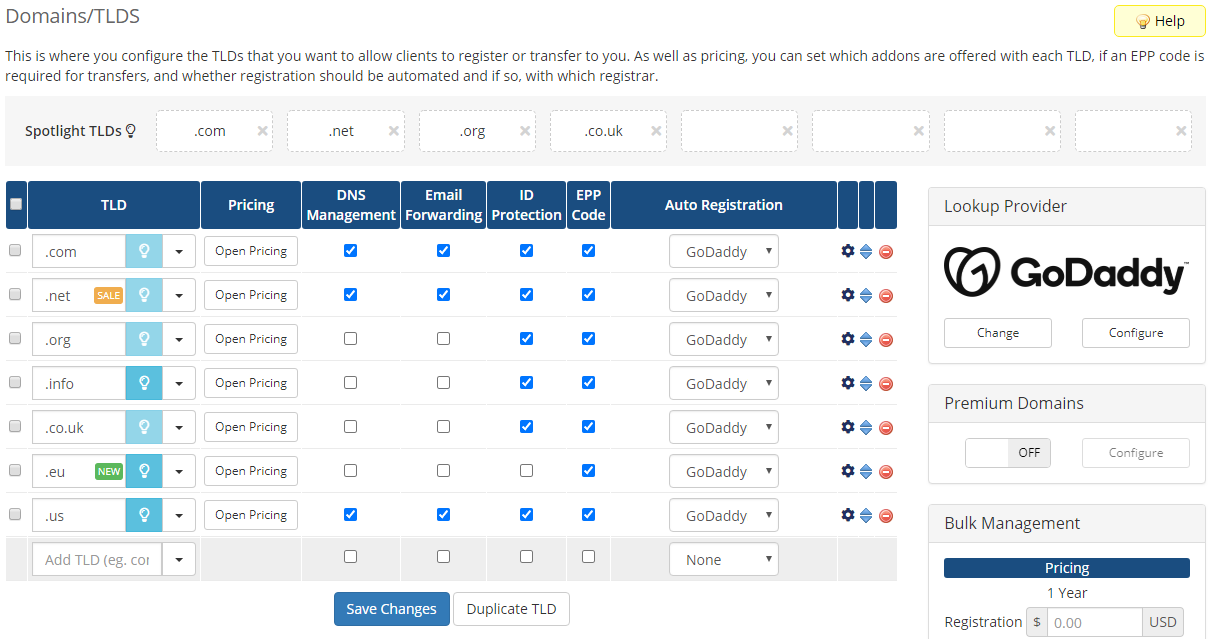 GoDaddy Domain Registrar For WHMCS: Module Screenshot 2