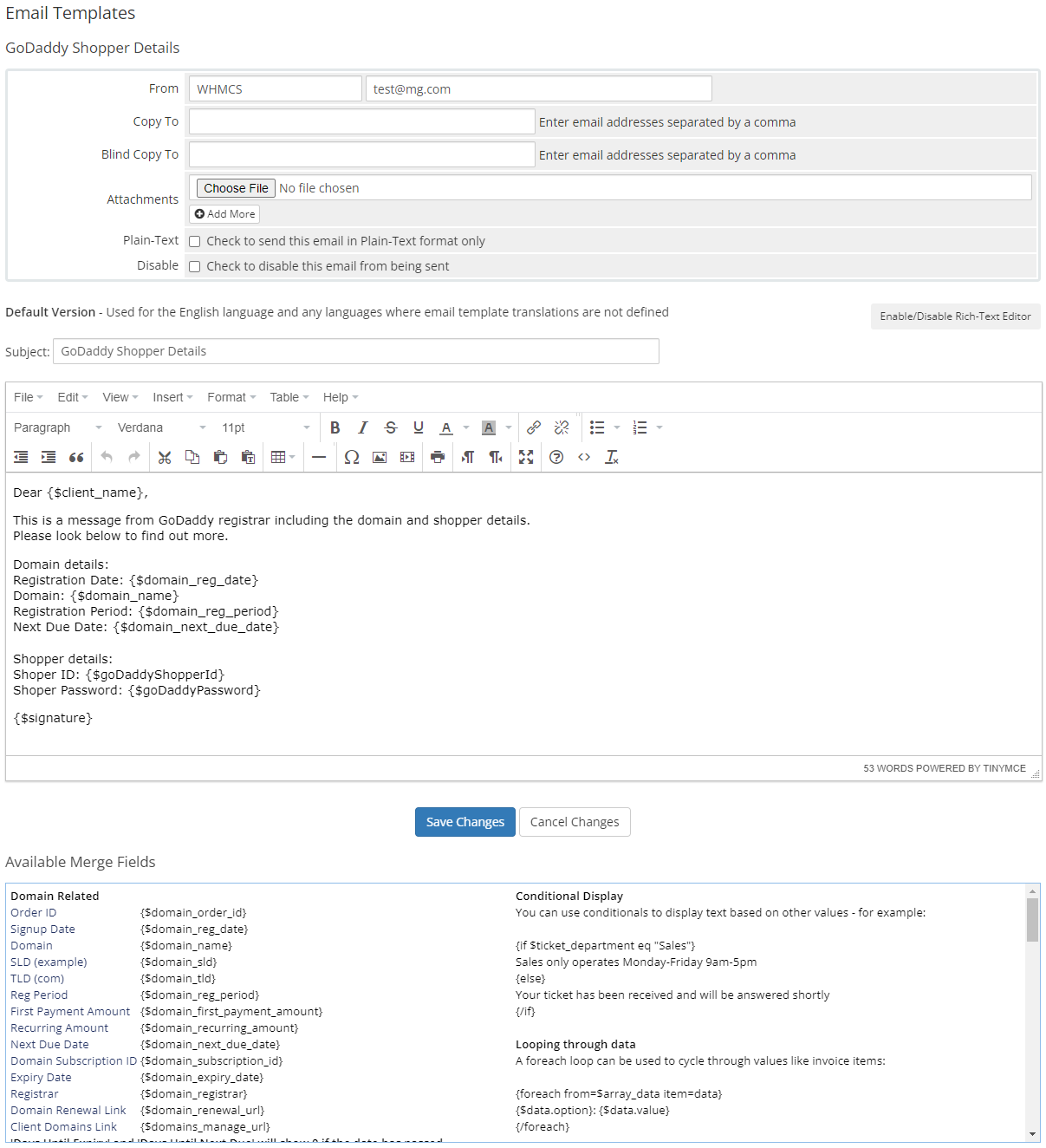 GoDaddy Domain Registrar For WHMCS: Module Screenshot 15