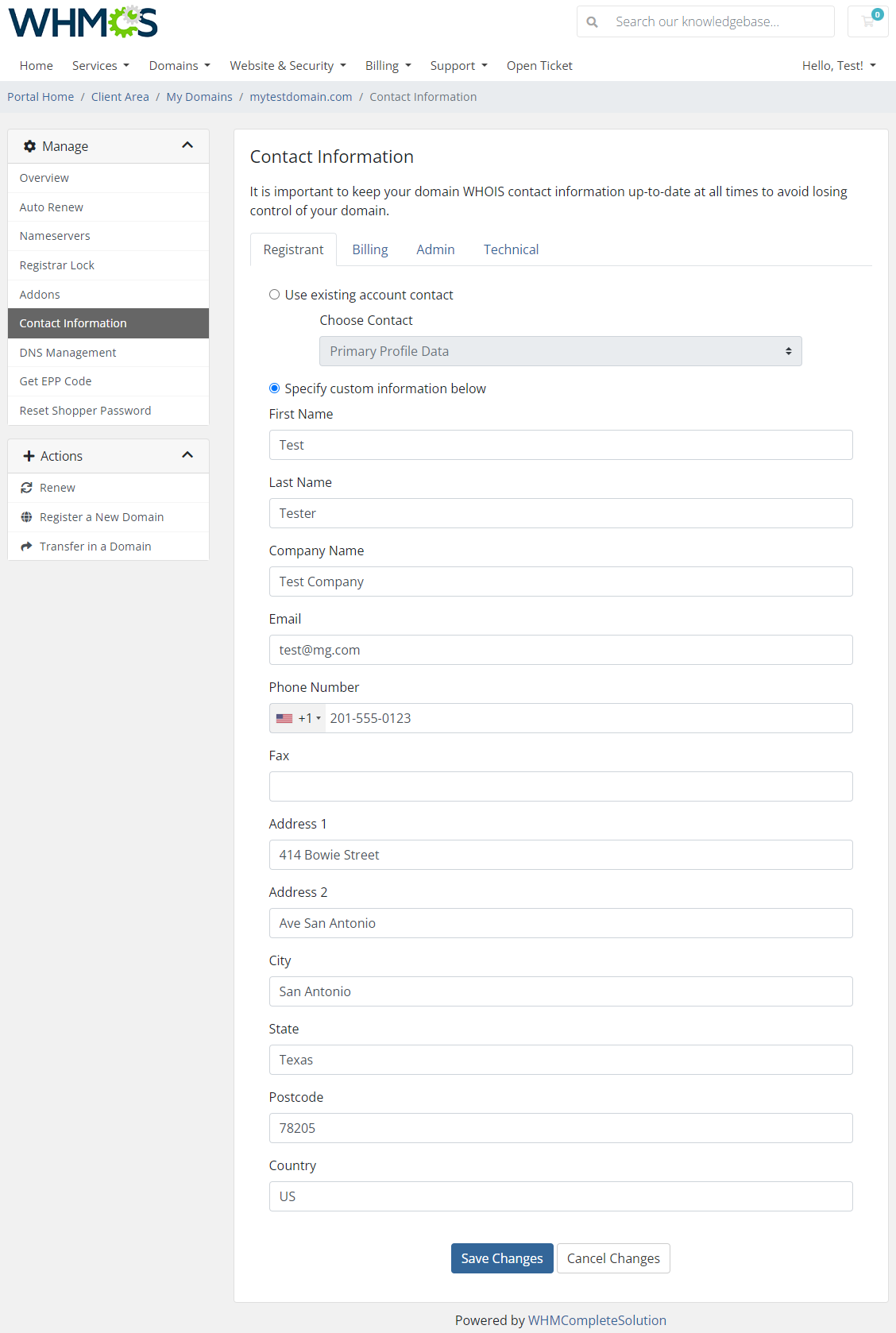 GoDaddy Domain Registrar For WHMCS: Module Screenshot 11