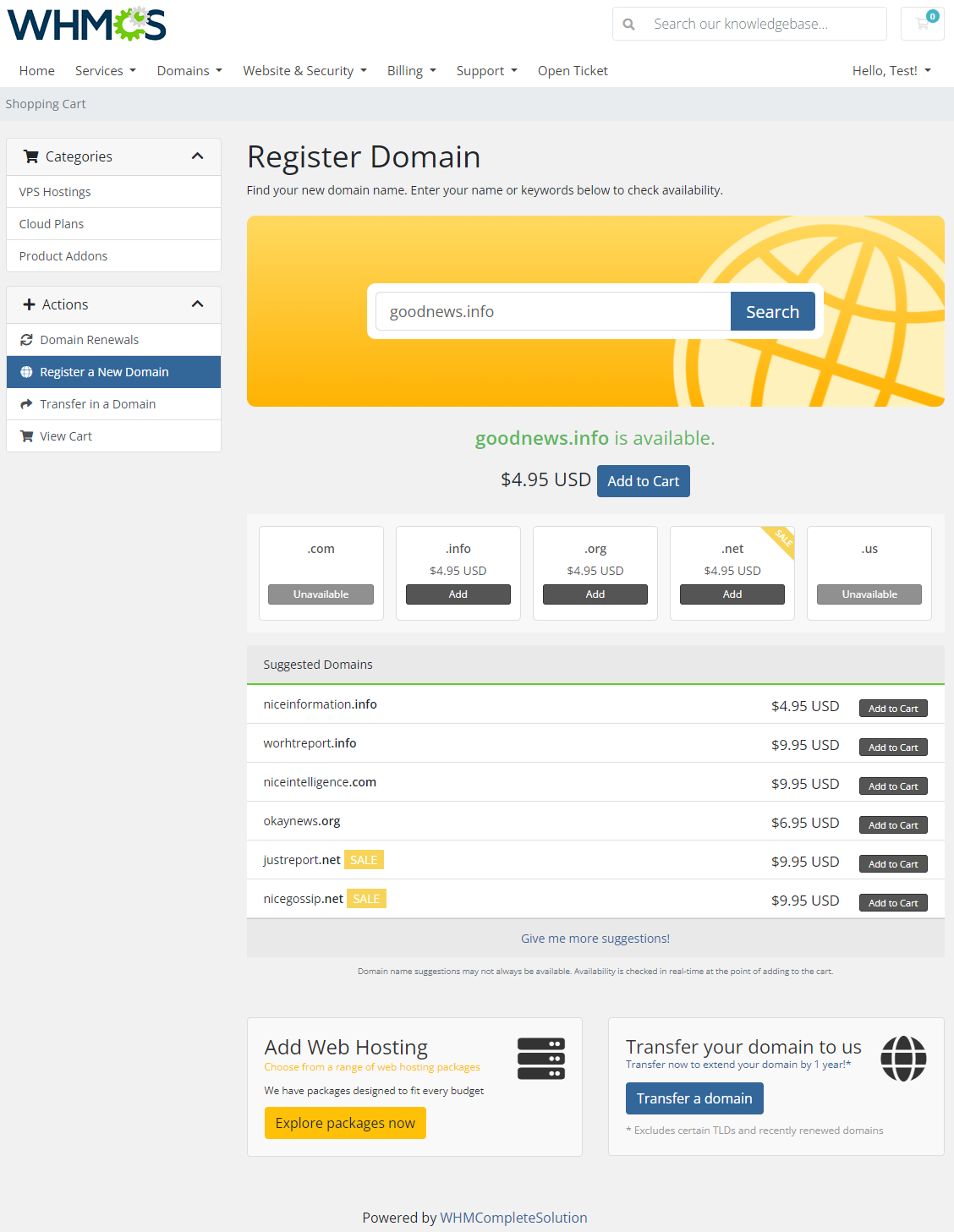 GoDaddy Domain Registrar For WHMCS: Module Screenshot 5