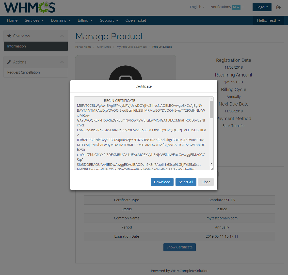GoDaddy SSL For WHMCS: Screen 4