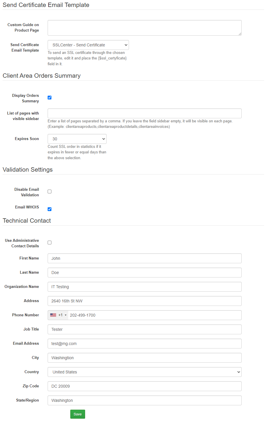 GoGetSSL For WHMCS: Module Screenshot 10