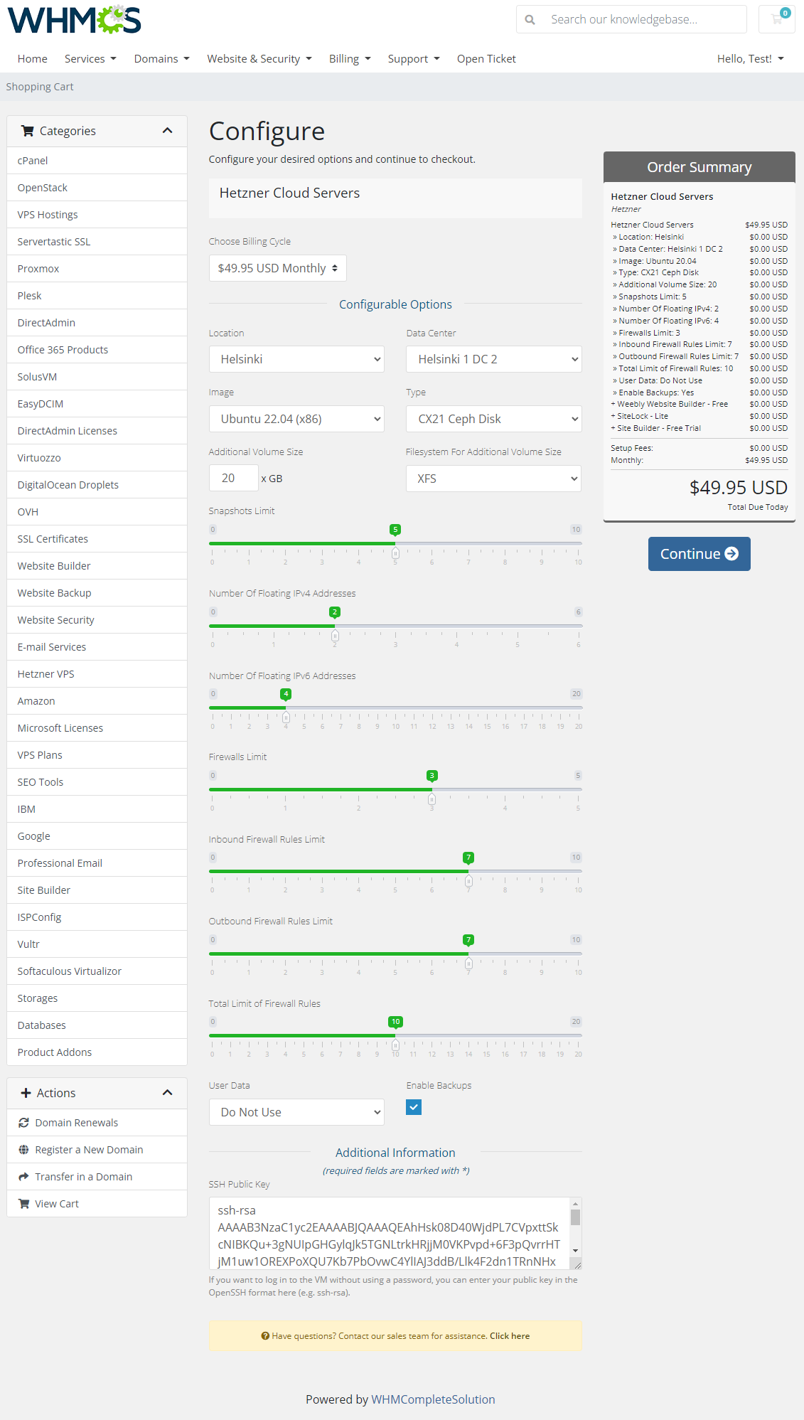 Hetzner Cloud Servers For WHMCS: Module Screenshot 17