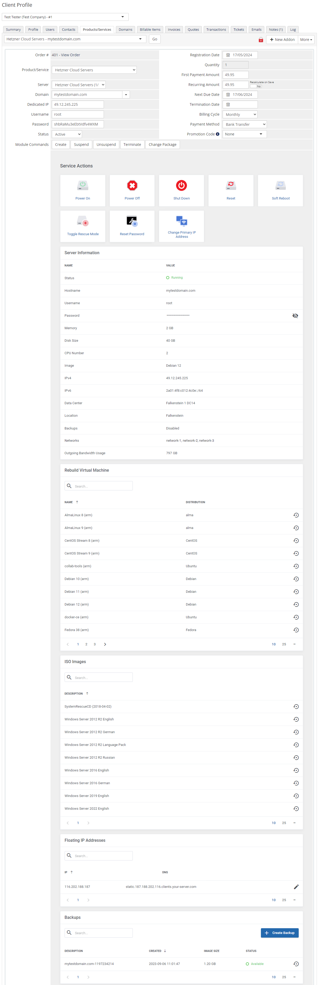 Hetzner Cloud Servers For WHMCS: Module Screenshot 18