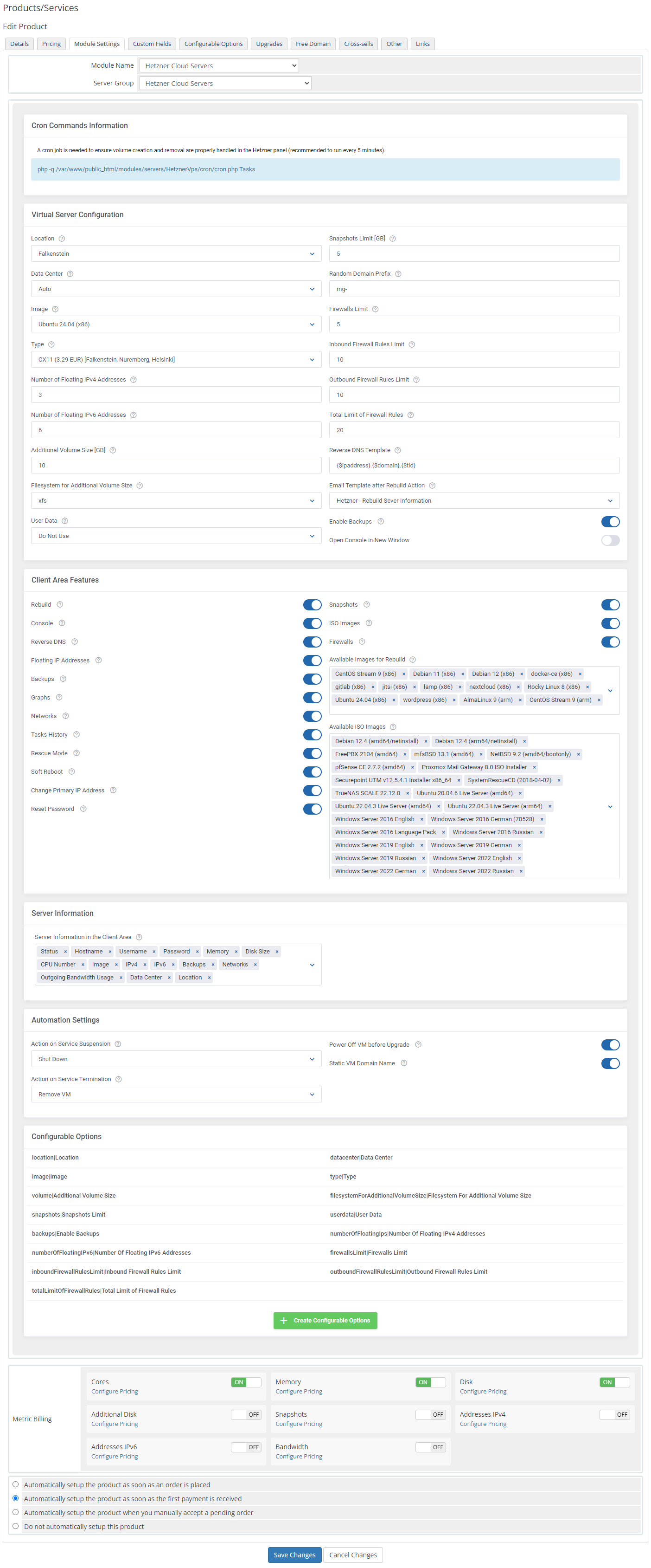 Hetzner Cloud Servers For WHMCS: Module Screenshot 20