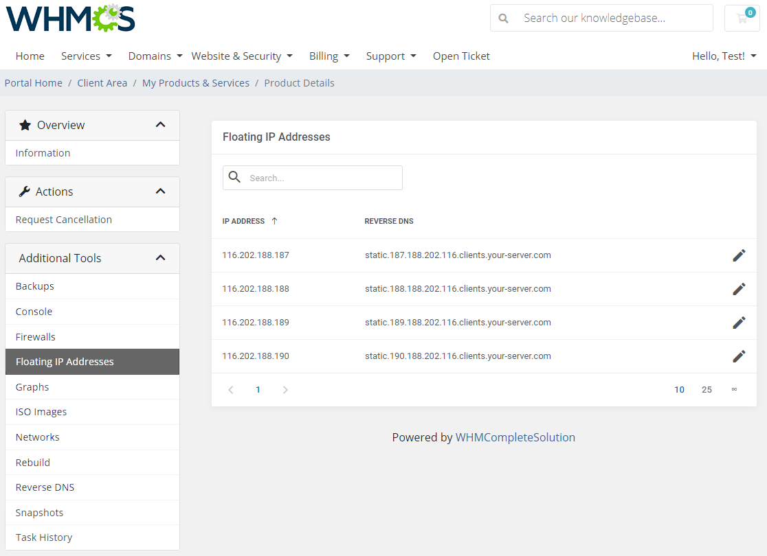 Hetzner Cloud Servers For WHMCS: Module Screenshot 6