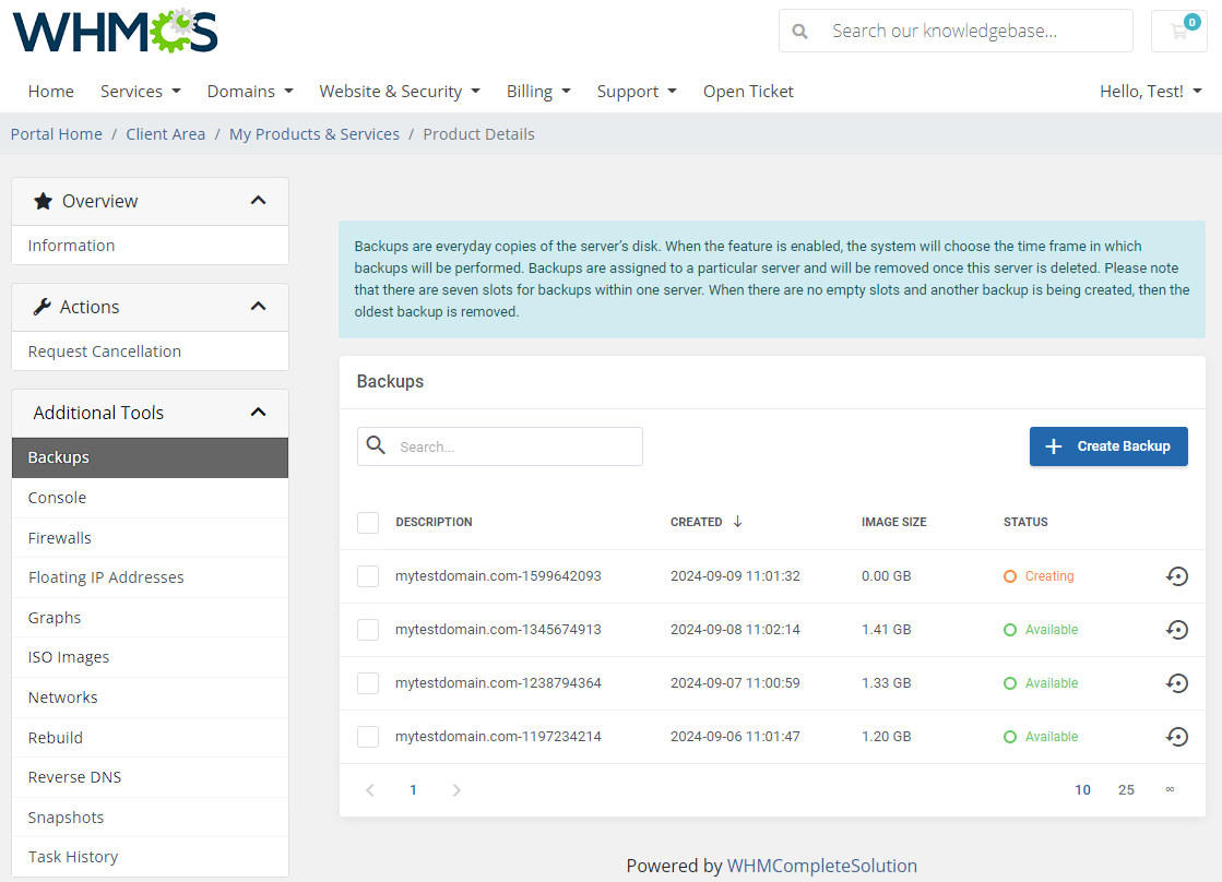 Hetzner Cloud Servers For WHMCS: Module Screenshot 2