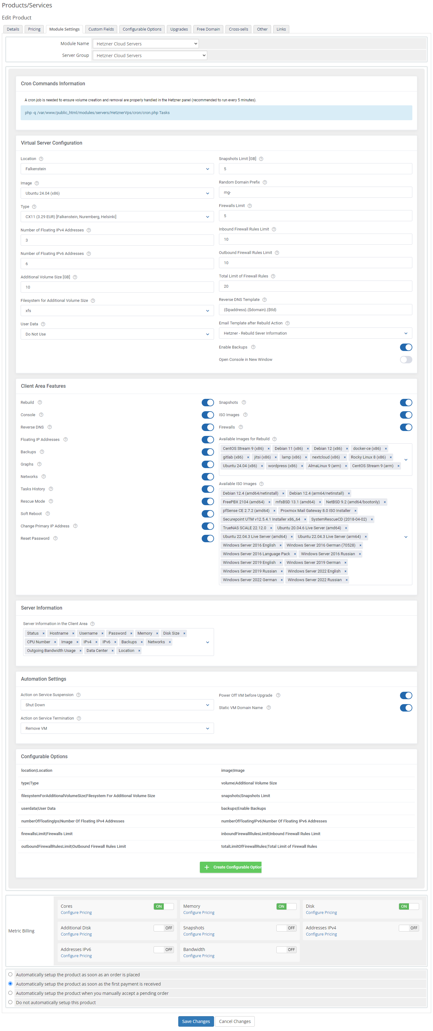 Hetzner Cloud Servers For WHMCS: Module Screenshot 20
