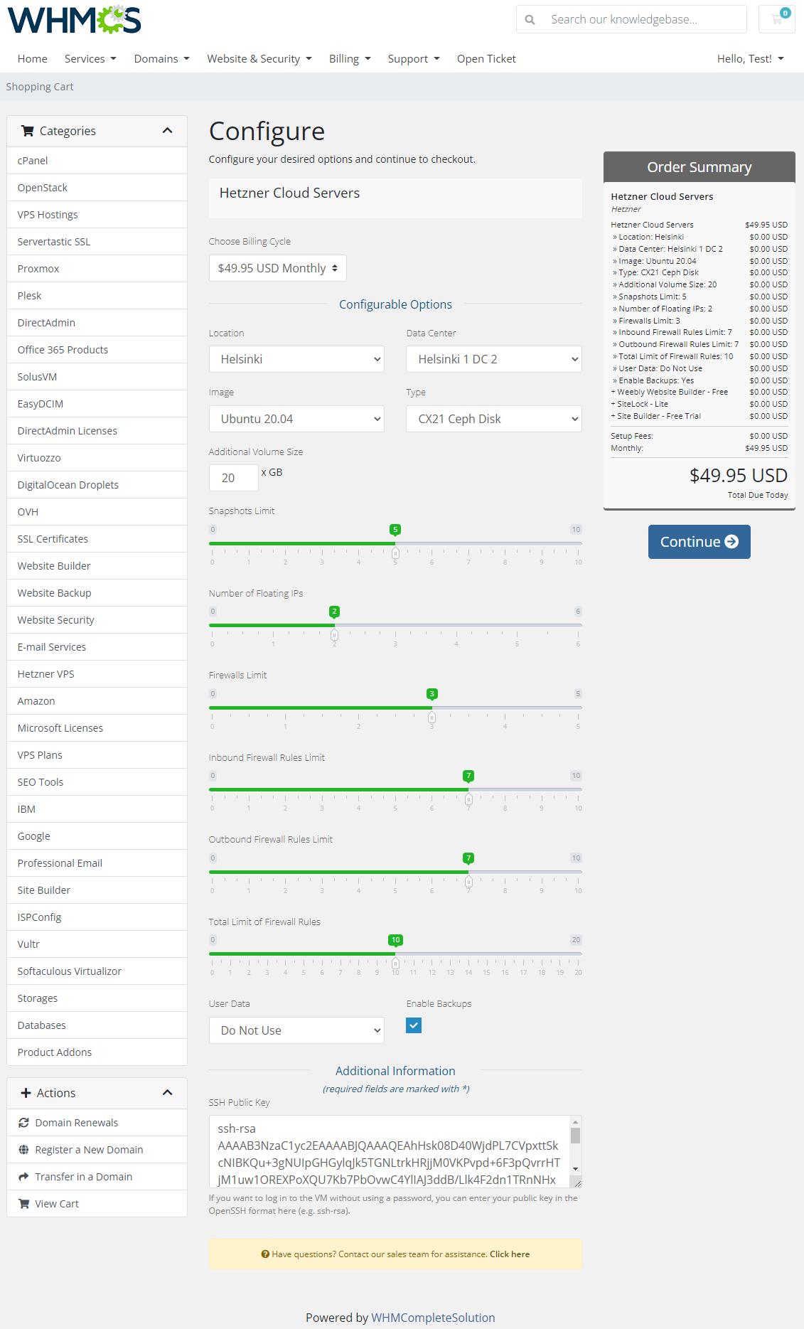 Hetzner Cloud Servers For WHMCS: Module Screenshot 16