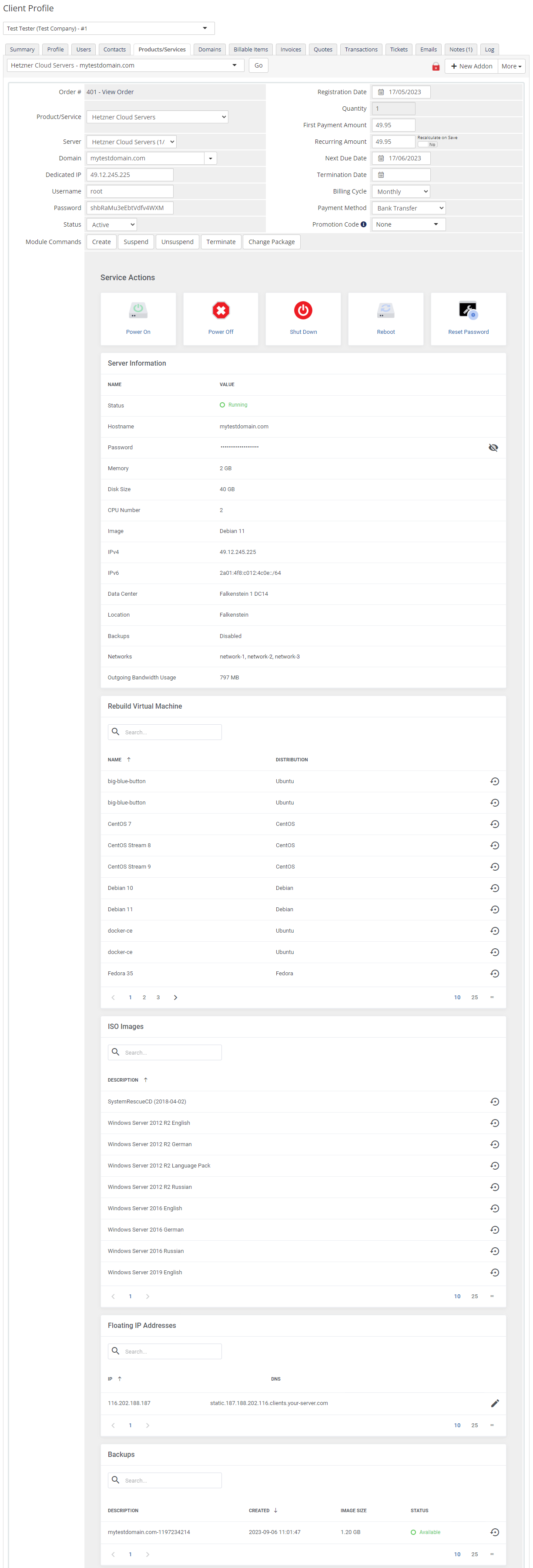 Hetzner Cloud Servers For WHMCS: Module Screenshot 17