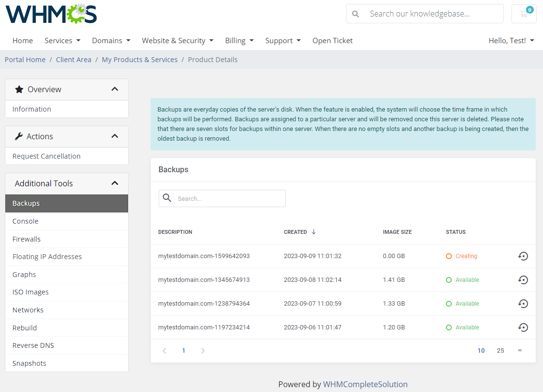 Hetzner Cloud Servers For WHMCS: Module Screenshot 2