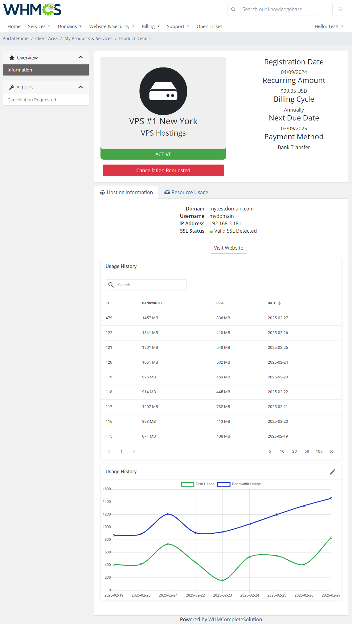 Hosting Quota Notifications For WHMCS: Module Screenshot 1