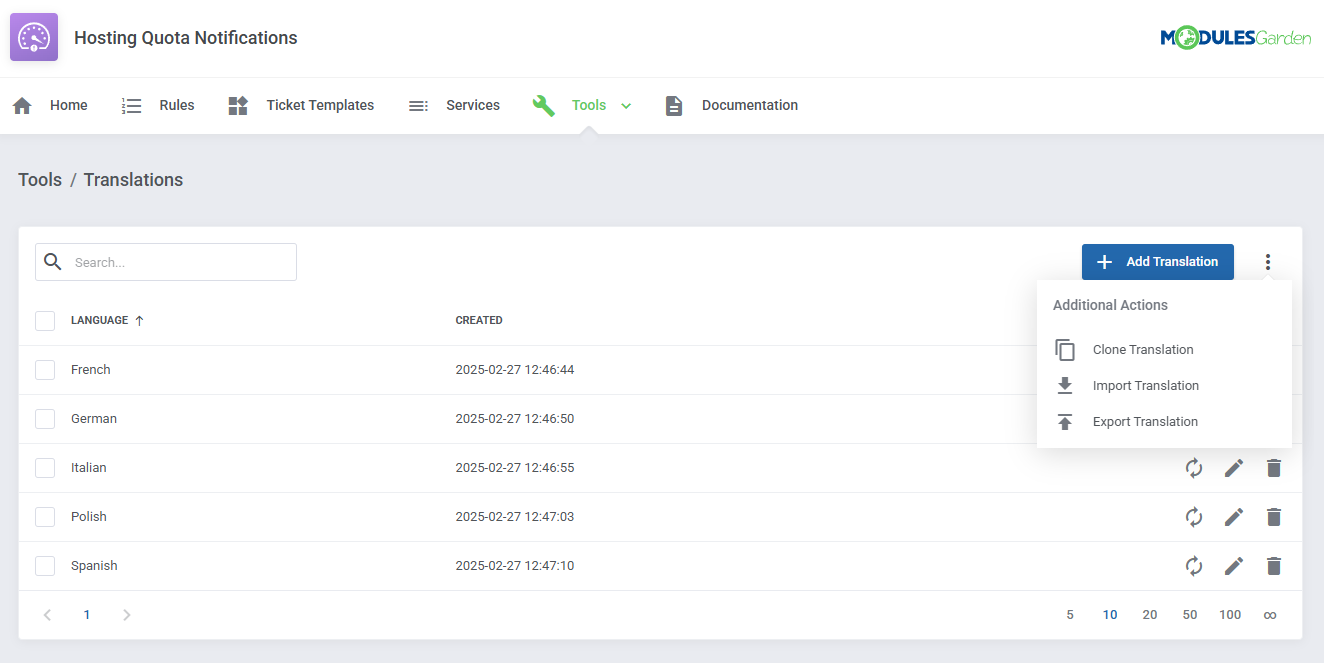 Hosting Quota Notifications For WHMCS: Module Screenshot 15
