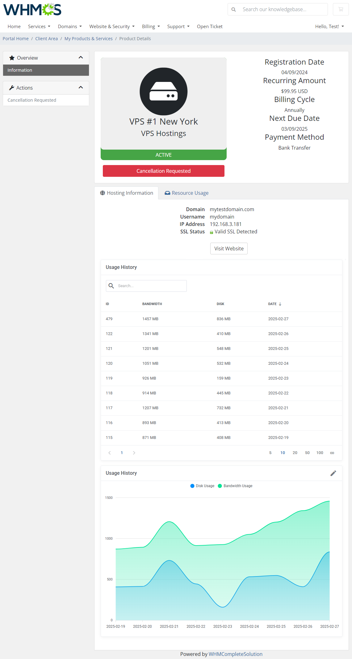 Hosting Quota Notifications For WHMCS: Module Screenshot 1