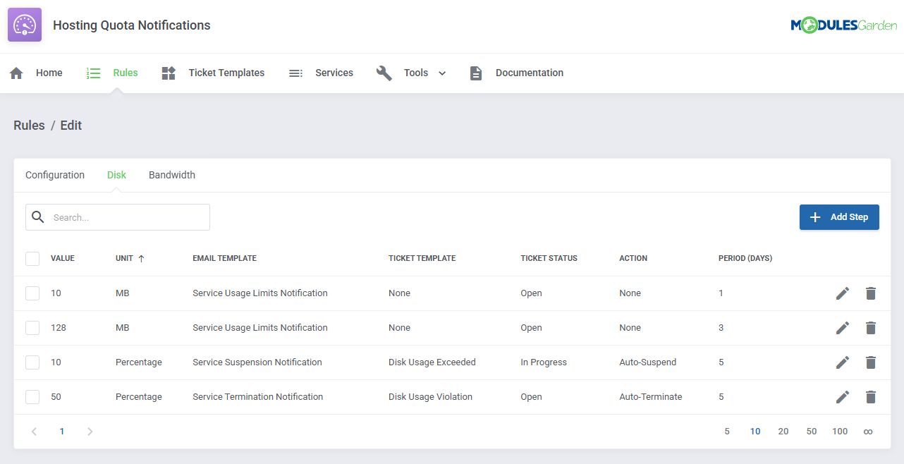Hosting Quota Notifications For WHMCS: Module Screenshot 7
