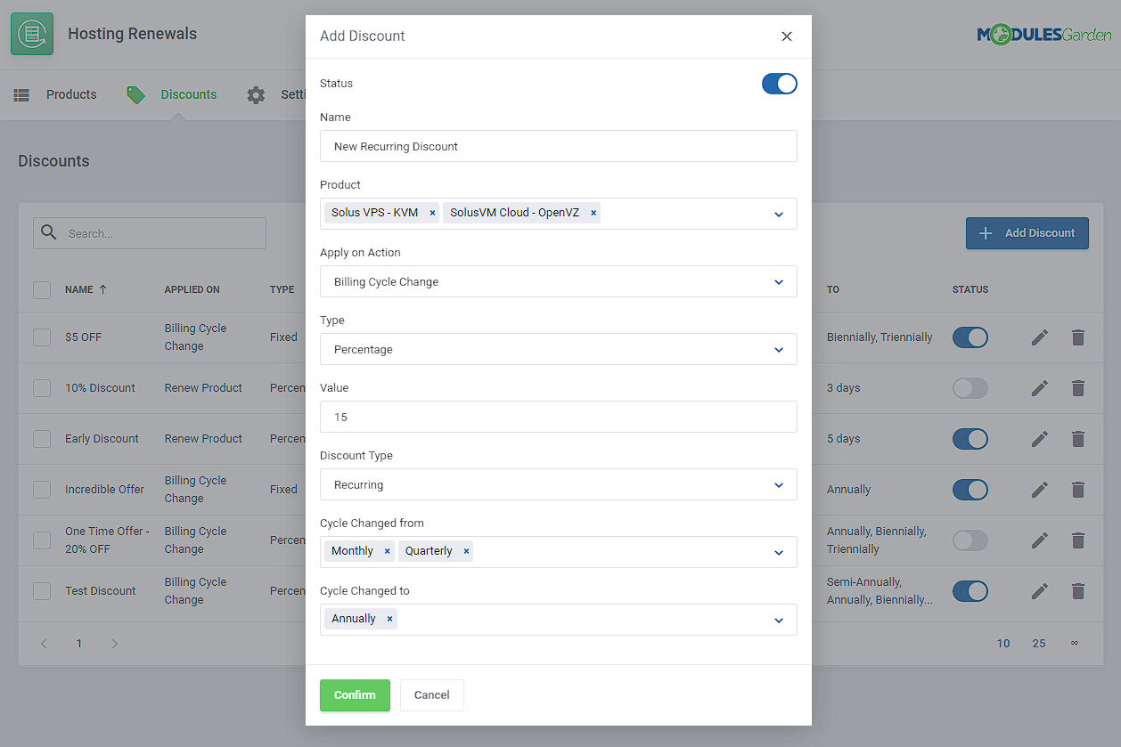 Hosting Renewals For WHMCS: Module Screenshot 11