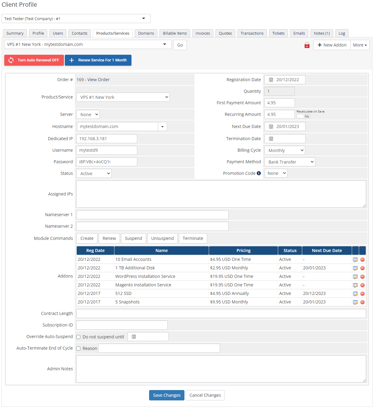 Hosting Renewals For WHMCS: Module Screenshot 4