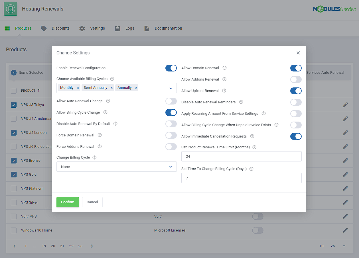 Hosting Renewals For WHMCS: Module Screenshot 7