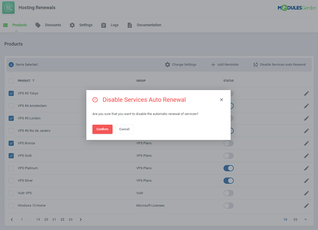 Hosting Renewals For WHMCS: Module Screenshot 9