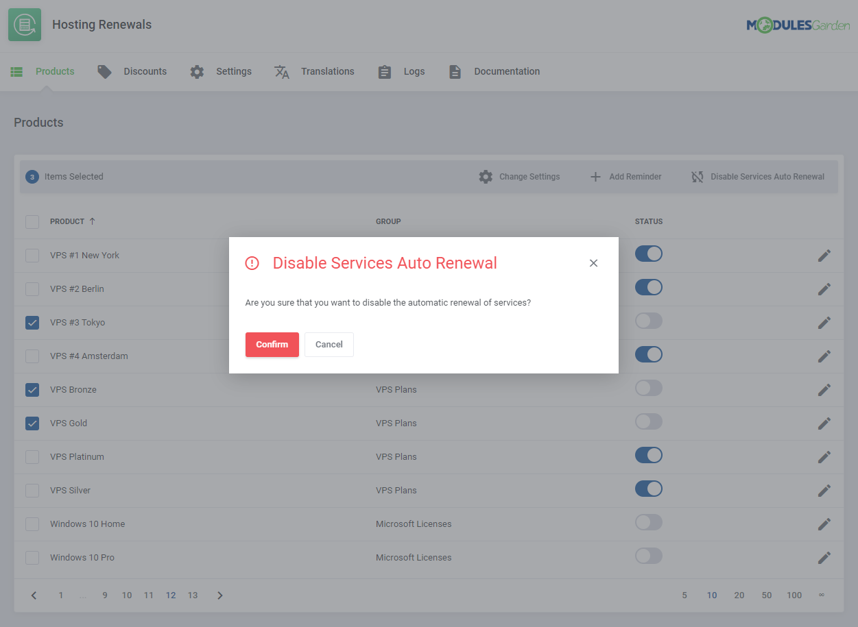 Hosting Renewals For WHMCS: Module Screenshot 9