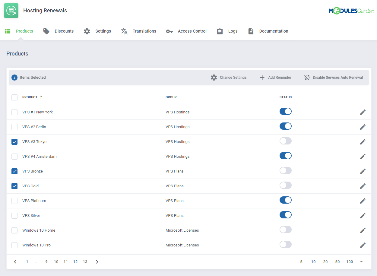 Hosting Renewals For WHMCS: Module Screenshot 6