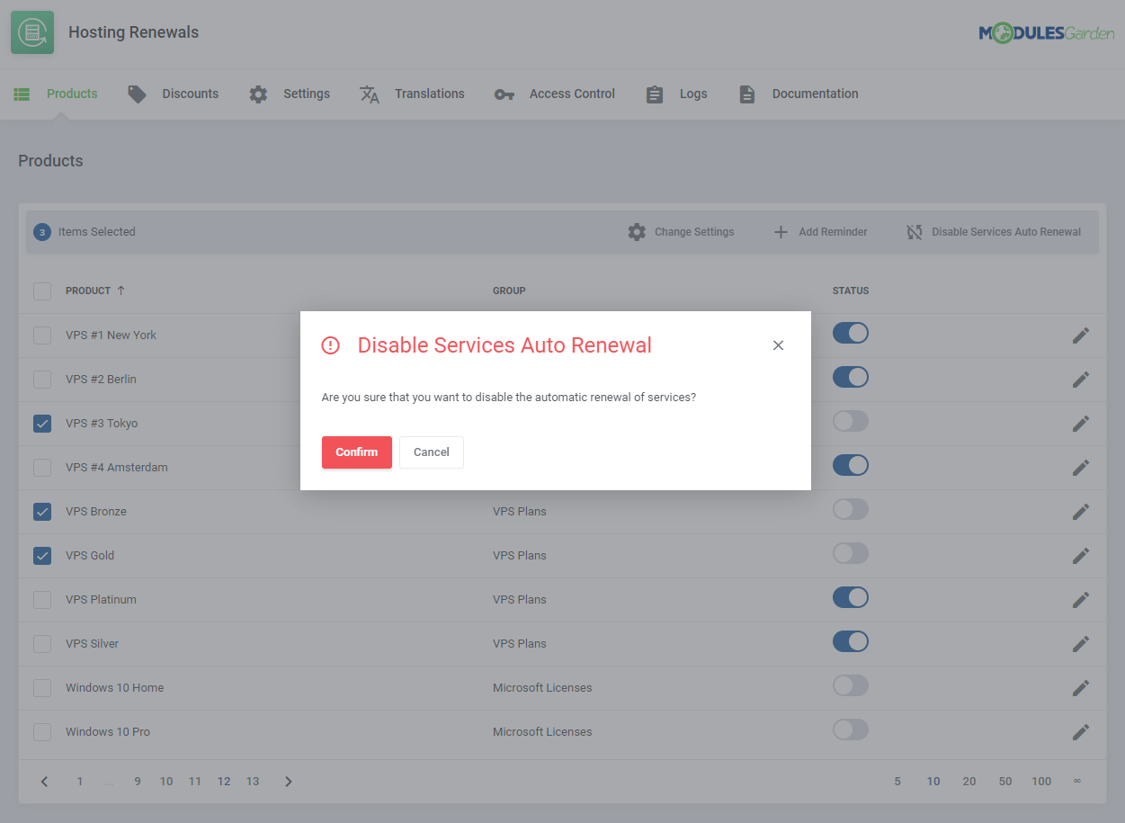 Hosting Renewals For WHMCS: Module Screenshot 9