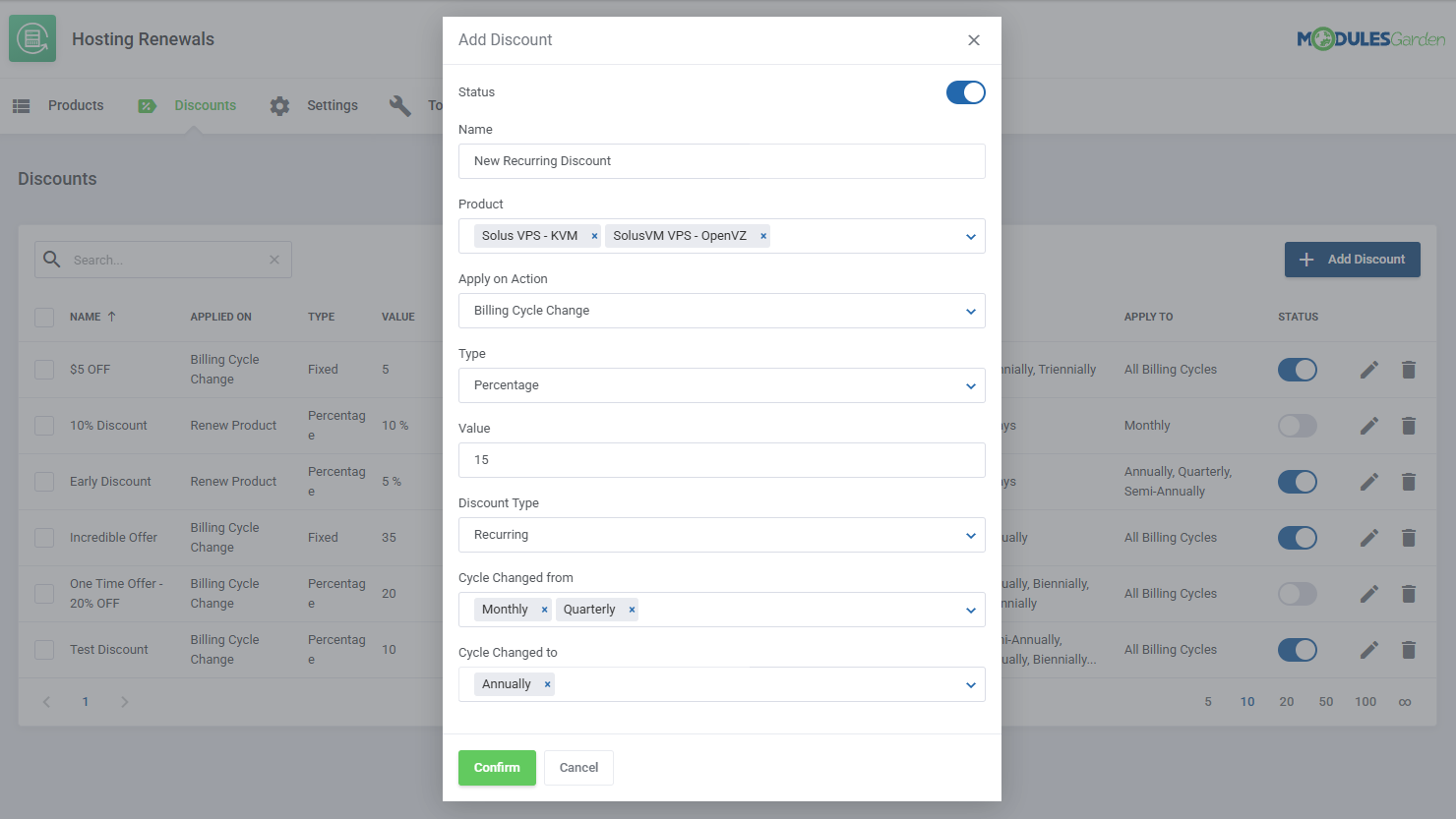 Hosting Renewals For WHMCS: Module Screenshot 11