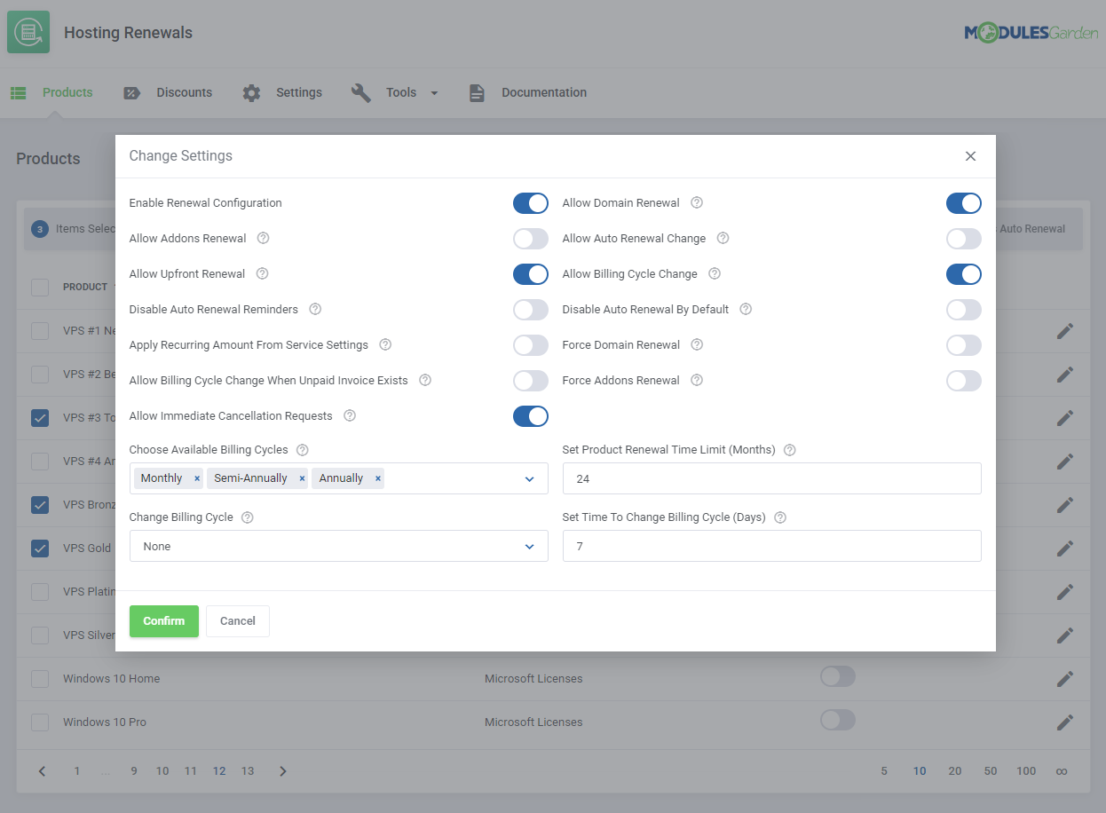 Hosting Renewals For WHMCS: Module Screenshot 7