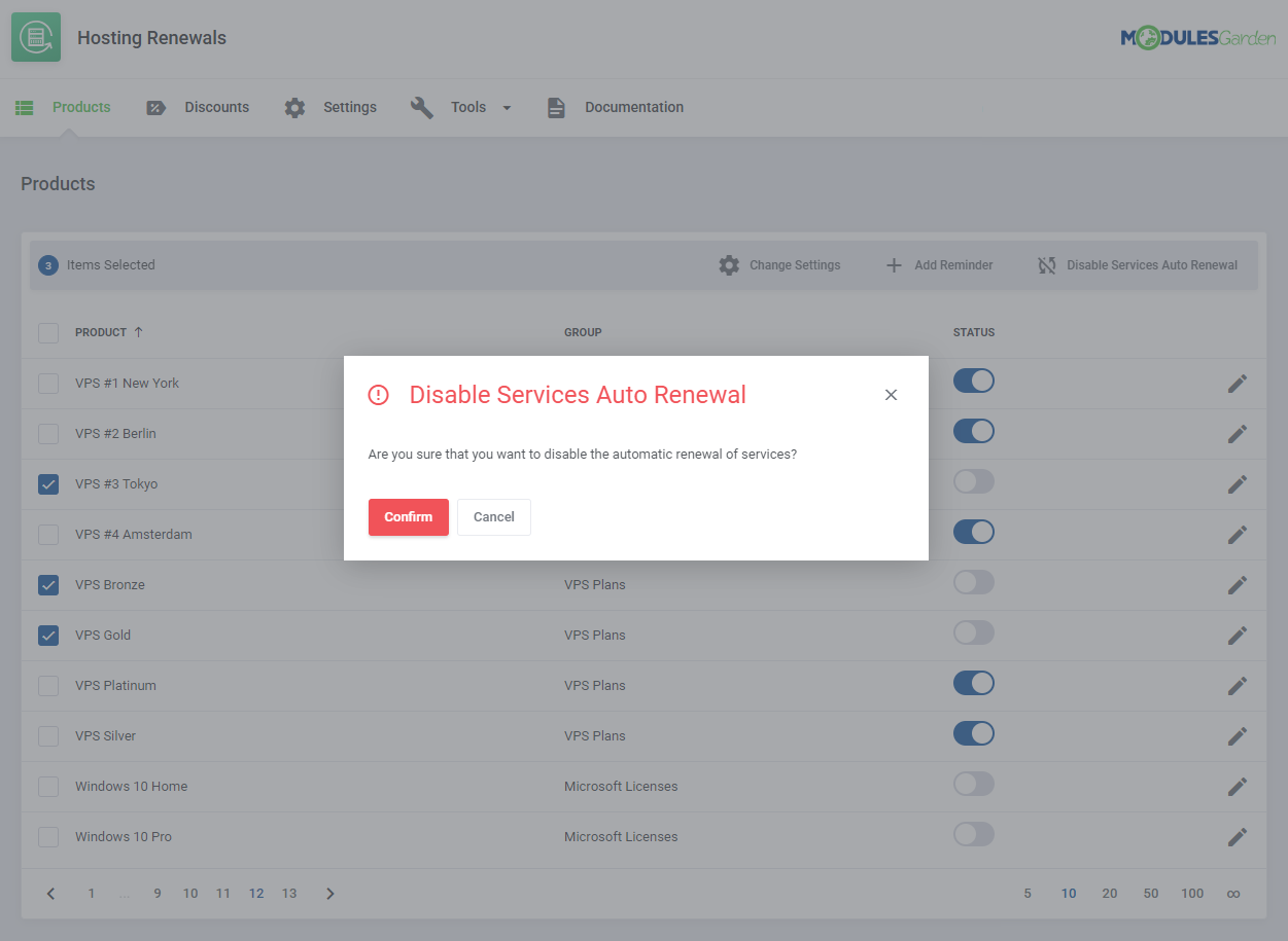 Hosting Renewals For WHMCS: Module Screenshot 9