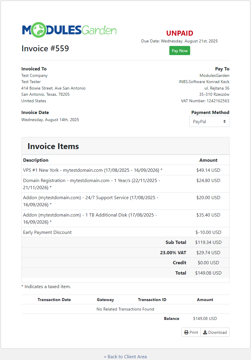 Hosting Renewals For WHMCS: Module Screenshot 3