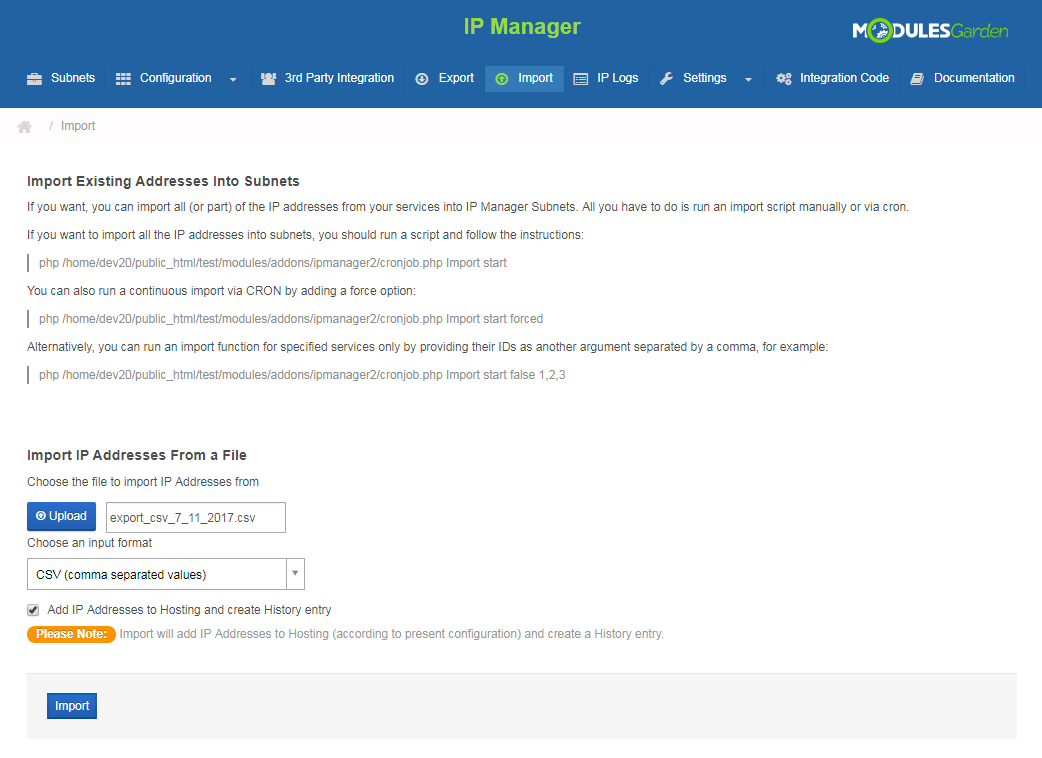 IP Manager For WHMCS: Screen 16
