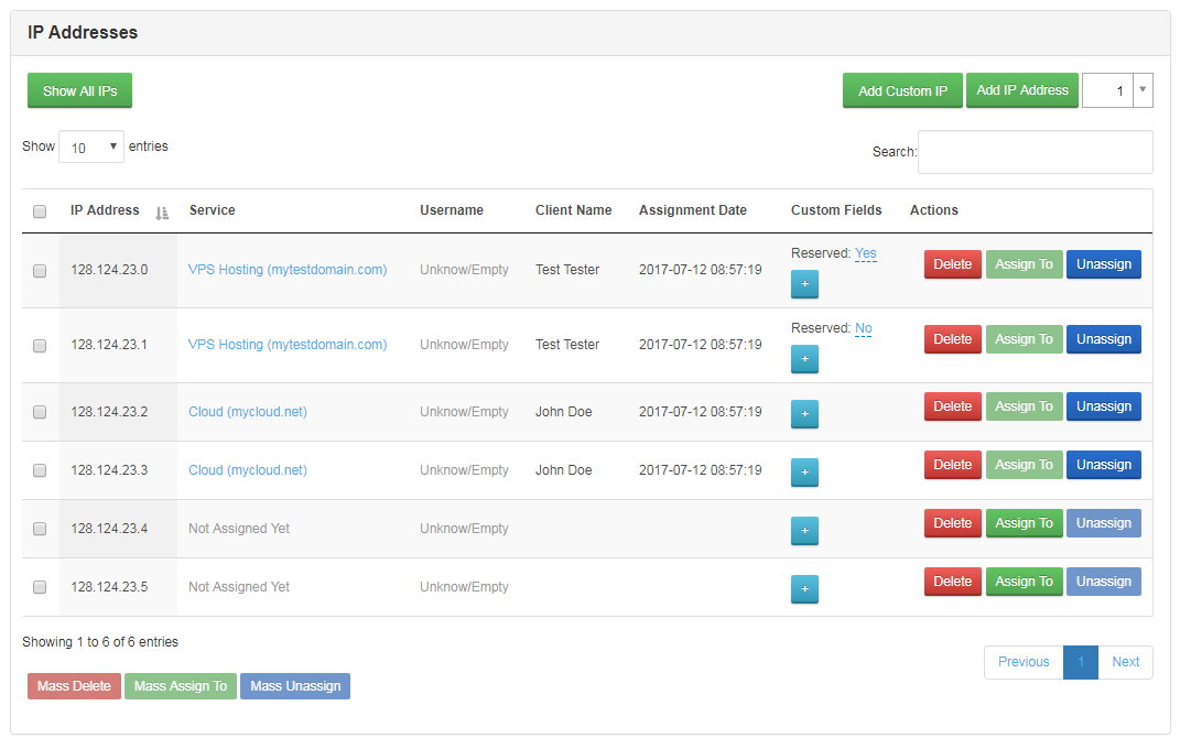IP Manager For WHMCS: Screen 8