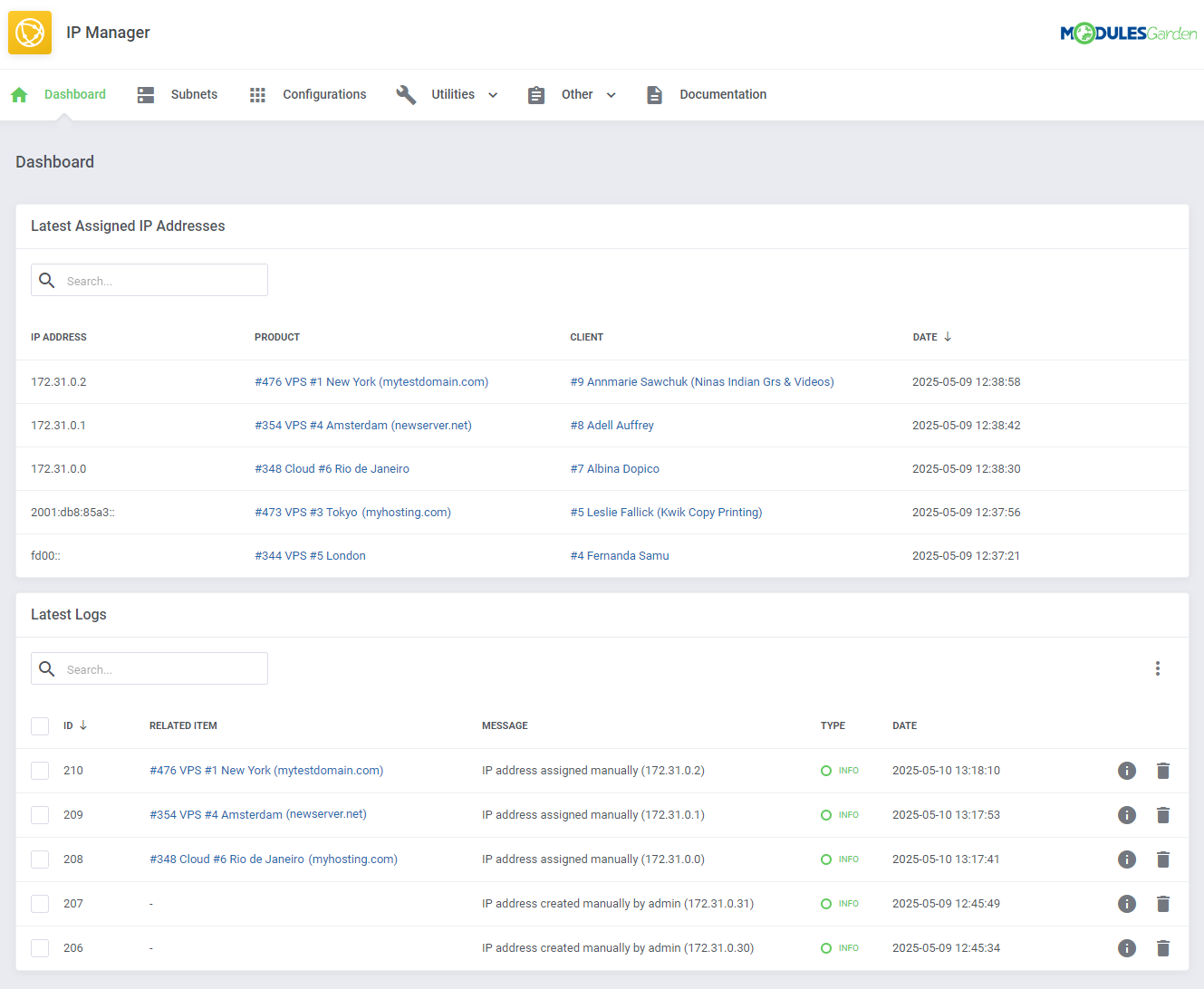 IP Manager For WHMCS: Module Screenshot 6