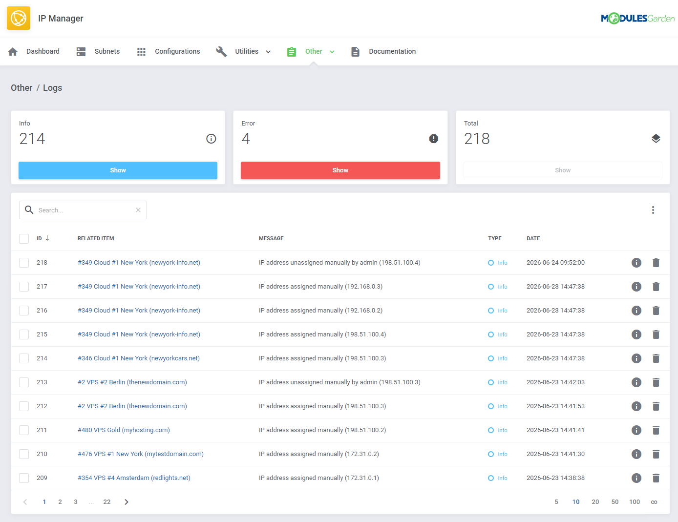 IP Manager For WHMCS: Module Screenshot 30