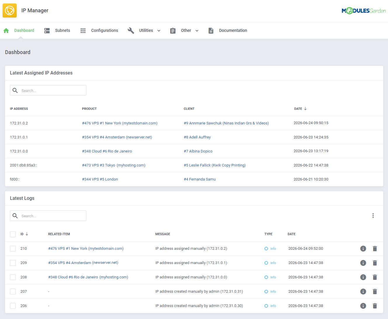 IP Manager For WHMCS: Module Screenshot 6