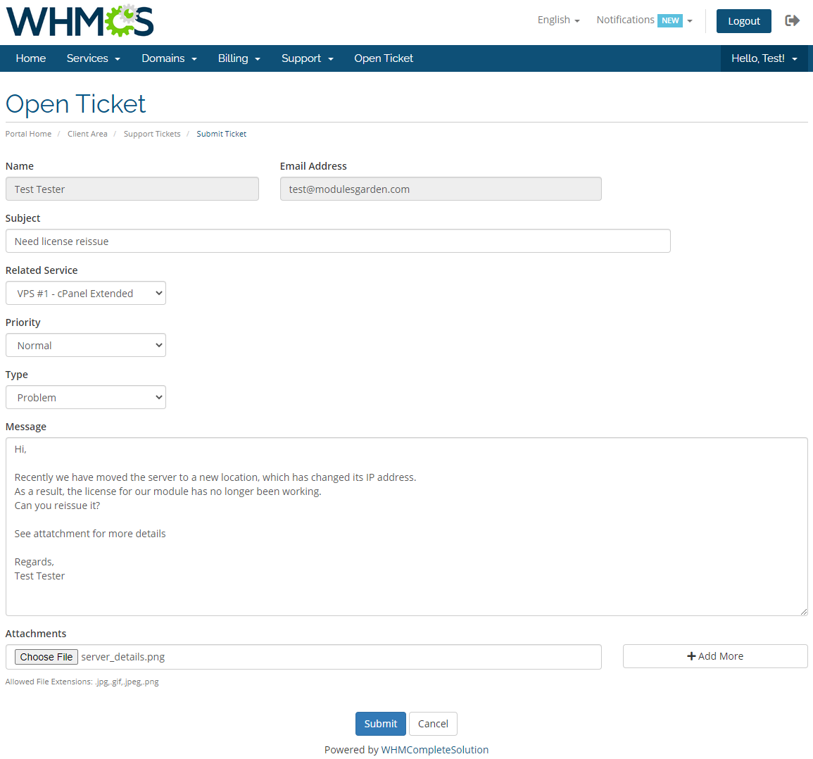 Kayako For WHMCS: Module Screenshot 1