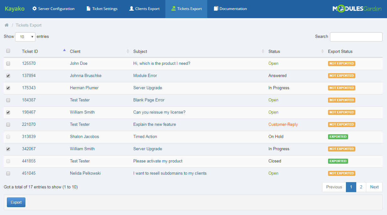 Kayako For WHMCS: Module Screenshot 10