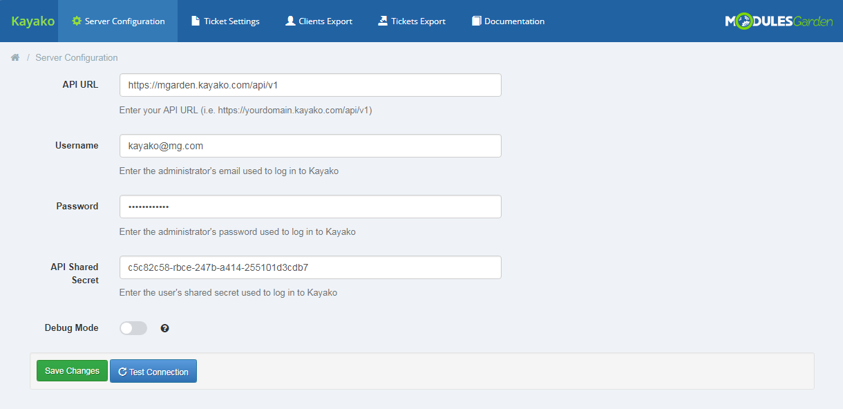 Kayako For WHMCS: Module Screenshot 6