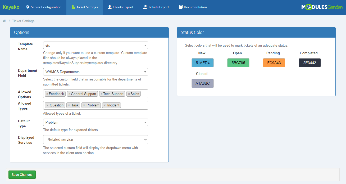 Kayako For WHMCS: Module Screenshot 7