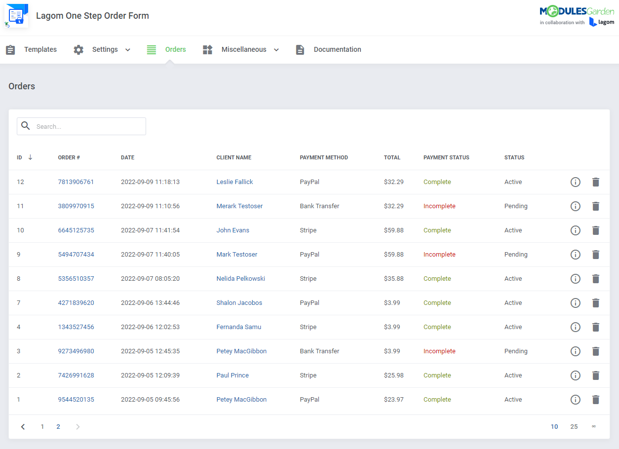 Lagom One Step Order Form For WHMCS: Module Screenshot 15