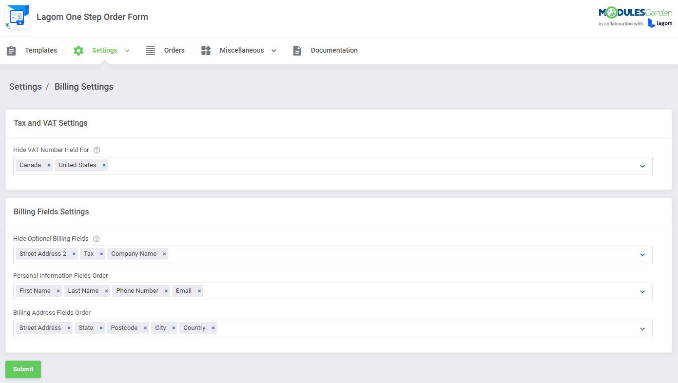 Lagom One Step Order Form For WHMCS: Module Screenshot 15