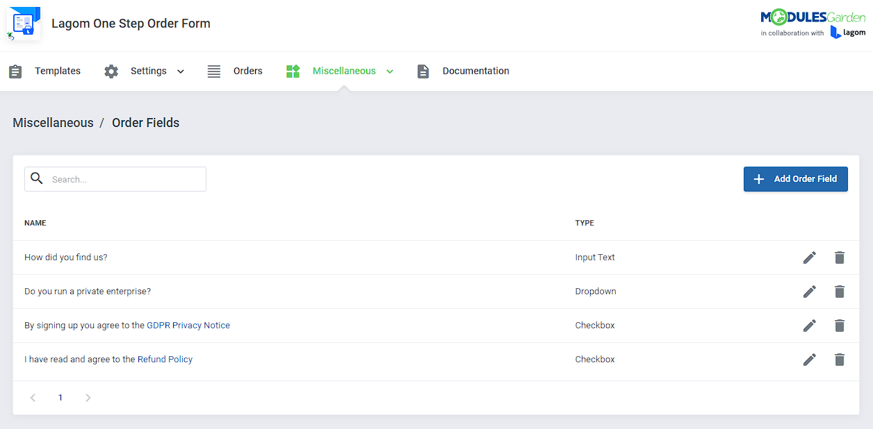 Lagom One Step Order Form For WHMCS: Module Screenshot 21